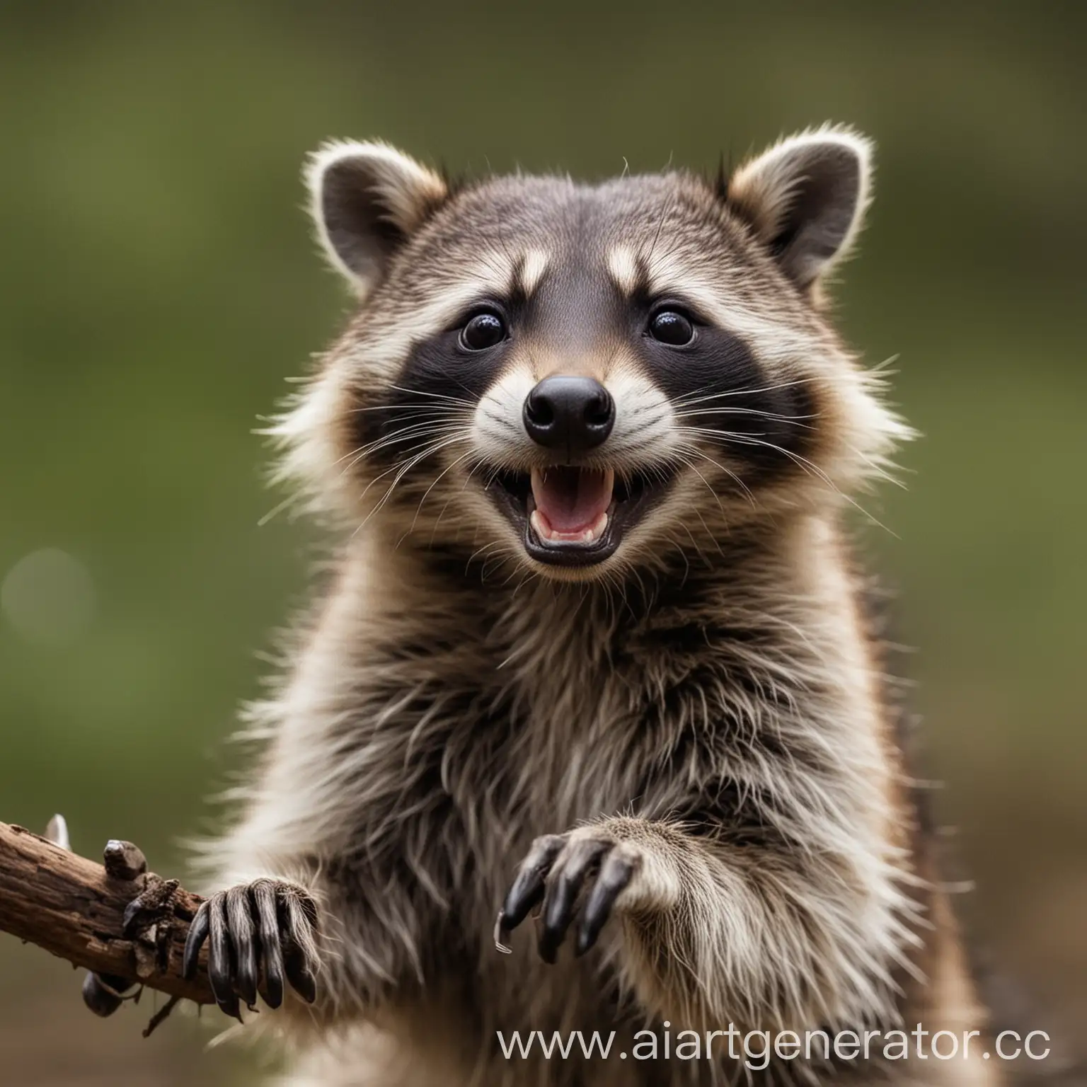 Cheerful-Raccoon-Smiling-in-Forest-Clearing