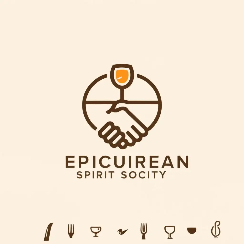 a logo design,with the text "Epicurean Spirit Society", main symbol:Friendship, drink and food,Minimalistic,clear background