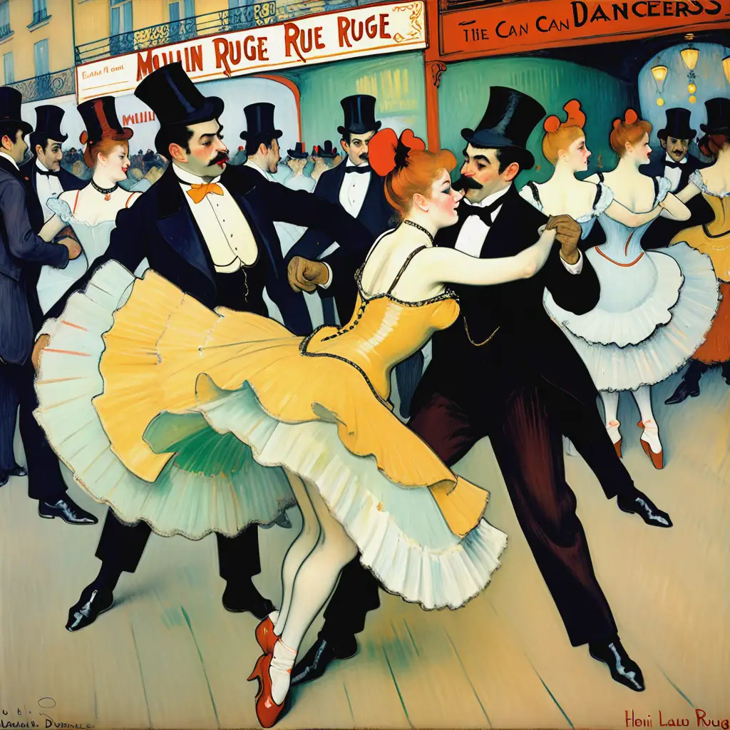 a  painting by Henri de Toulouse-Lautrec of the Moulin Rouge  the  Can Can dancers performance