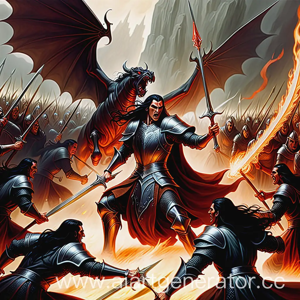 Fanors-Epic-Battle-with-Balrogs-Legendary-Tolkieninspired-Fantasy-Art
