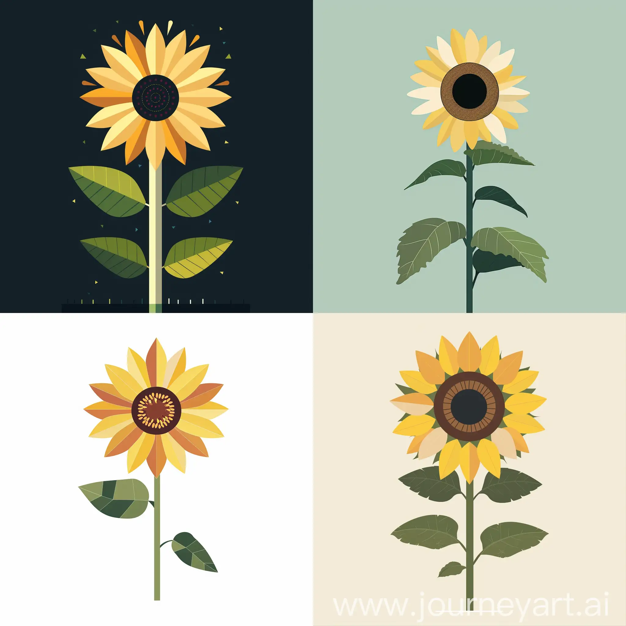 Children's Vector illustration of sunflower, modern illustration, modern design, very simple and geometric illustration