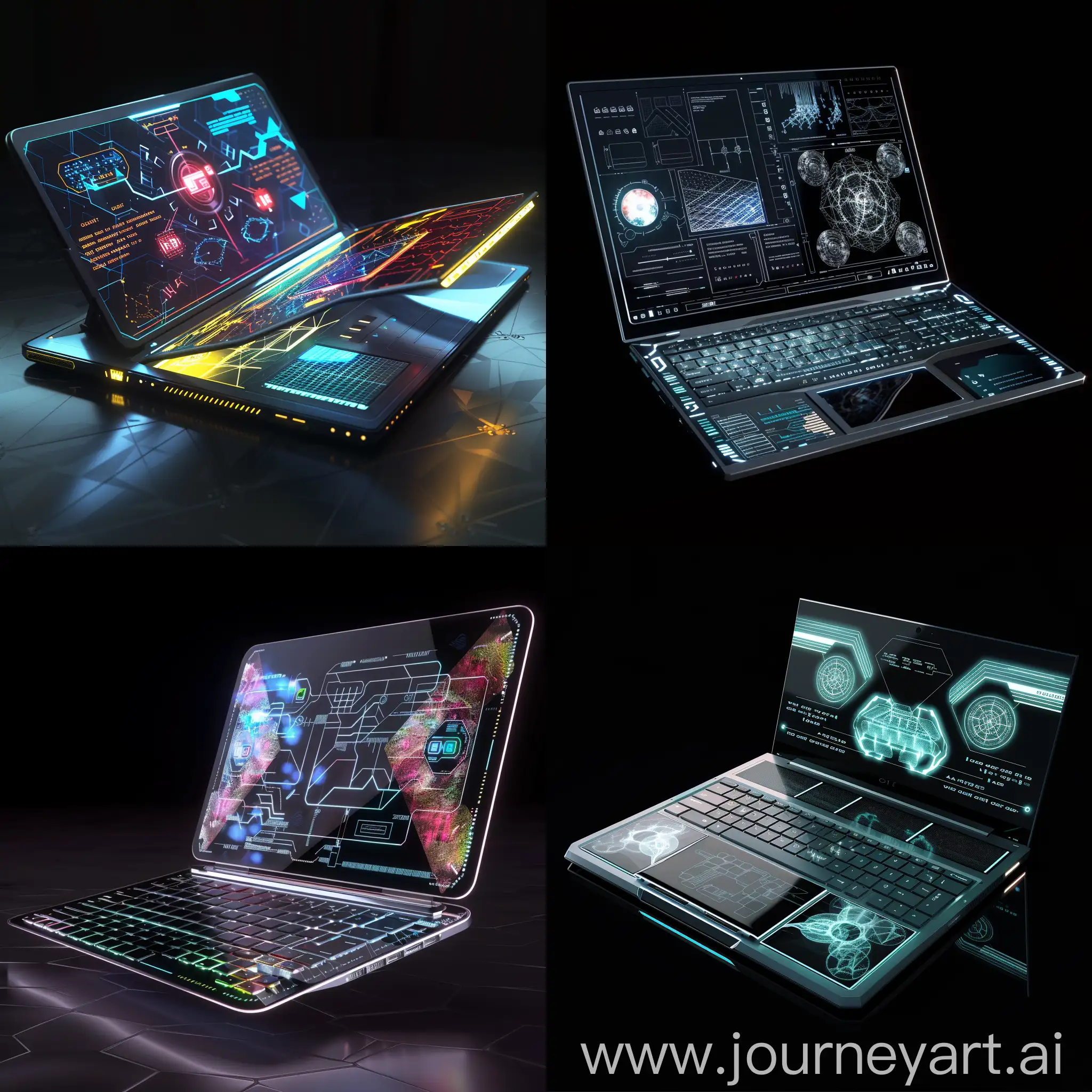 Futuristic laptop, in futuristic style, Quantum Processing Units (QPUs), Artificial Intelligence (AI) Co-processors, Graphene-Based Batteries, Holographic Storage, Flexible and Transparent Displays, Neuromorphic Chips, Integrated Photonic Circuits, Advanced Thermal Management Systems, Biometric Security Modules, Self-Healing Materials, Holographic Keyboards, Flexible and Foldable Form Factors, Augmented Reality (AR) Interfaces, Transparent Displays, Solar-Powered Surfaces, Haptic Feedback Touchpads, Haptic Feedback Touchpads, Modular Design, Adaptive Color and Material Finishes, Advanced Connectivity Ports, Quantum Processing Units (QPUs), Neuromorphic Chips, Optical Computing, Graphene-Based Transistors, 3D Stacked Memory, Magnetoresistive Random-Access Memory (MRAM), DNA Data Storage, Advanced Thermal Management, Integrated Photonics, Energy Harvesting Technologies, Flexible Displays, Holographic Projection, E-Paper Displays, Adaptive Physical Keyboards, Smart Material Chassis, Advanced Biometric Authentication, Wireless Power and Data Transfer, Modular Expansion Ports, Nano-Coated Surfaces, Augmented Reality (AR) Integration, unreal engine 5 --stylize 1000