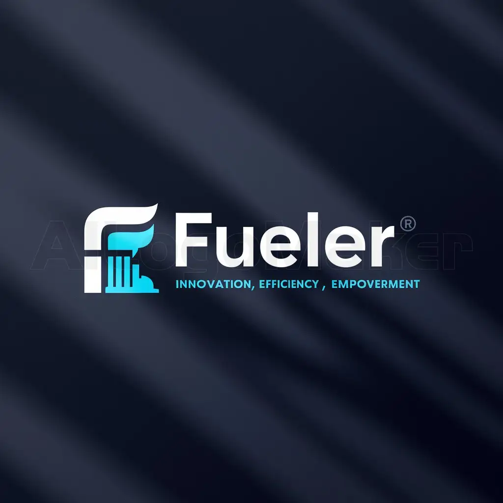 a logo design,with the text "Fueler", main symbol:["Fuel","Technology","Innovation","Efficiency","Empowerment"],Moderate,be used in Technology industry,clear background