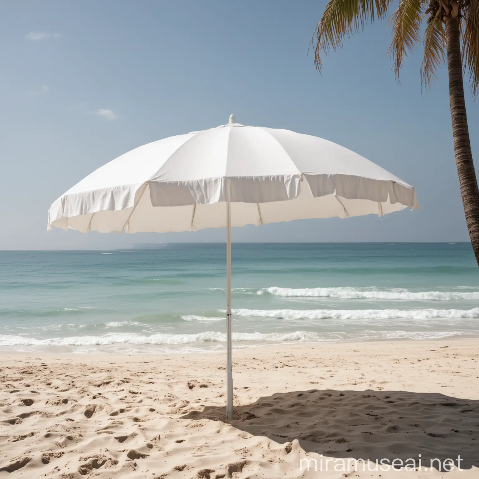 Soothing White Beach Umbrella Tranquil Side View