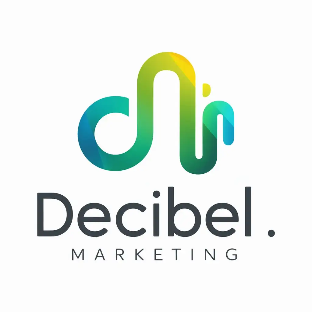 a logo design,with the text "DECIBEL MARKETING", main symbol:create a fresh, modern logo that encapsulates our focus on audiology, and sound, this logo should include sound waves or abstract musical forms icons. preferred color bright. must be logo in the white background,Moderate,clear background
