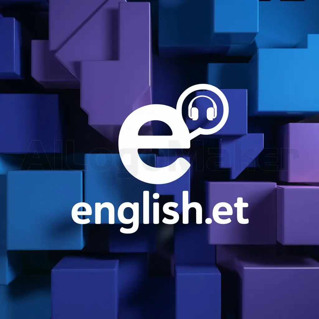 a logo design,with the text "English.et", main symbol:Conversation shown, it should have letter 'E' to show the english.et course. add conversation sign, since the course is conversational based. it is 'Just listen, respond, and learn while on the go'. make best logo ever lasting,complex,clear background