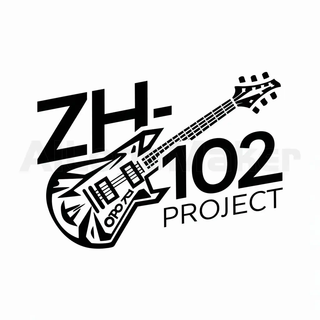 a logo design,with the text "ZH-102 PROJECT", main symbol:Guitara,complex,be used in Events industry,clear background