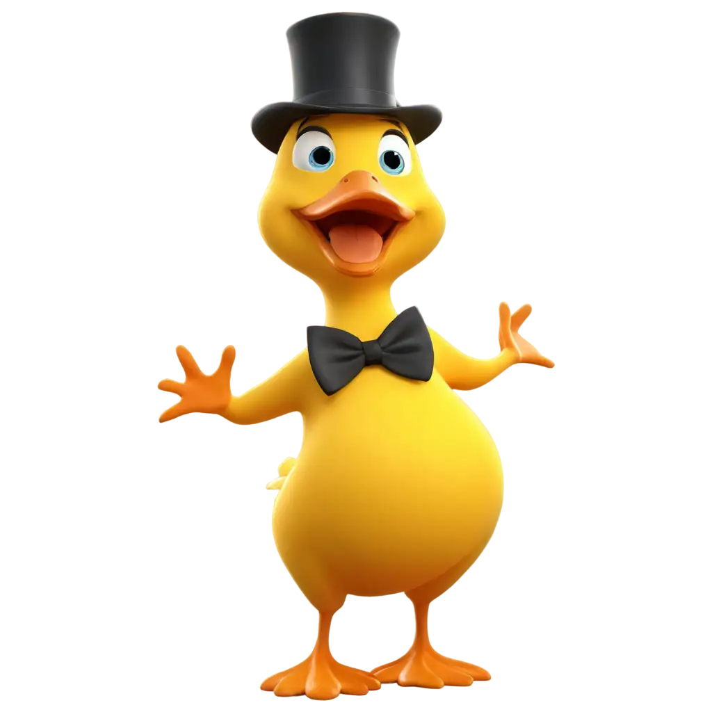 3d Cartoon yellow duck dance