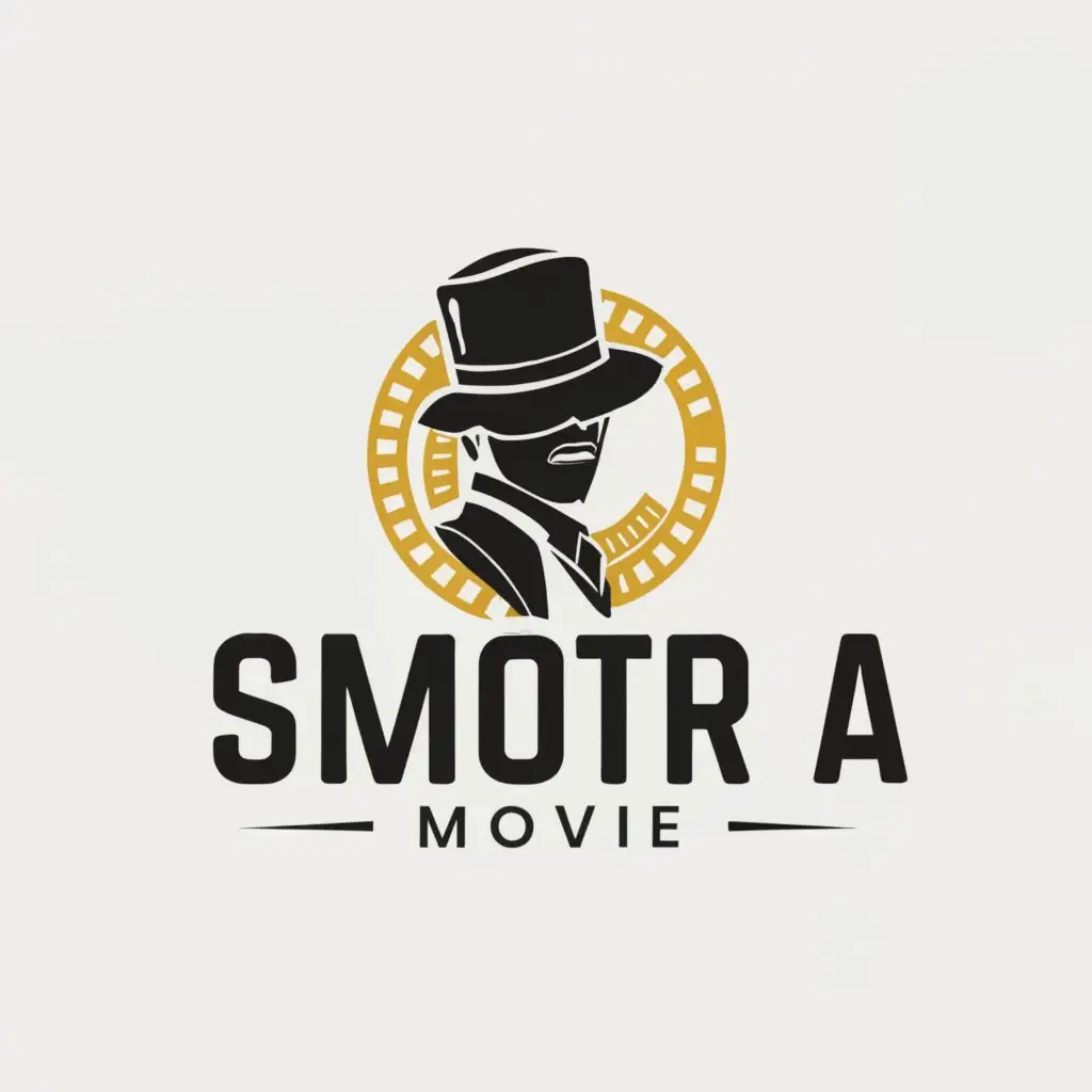 a logo design,with the text "smotramovie", main symbol:The man in the hat,Moderate,be used in Cinema industry,clear background