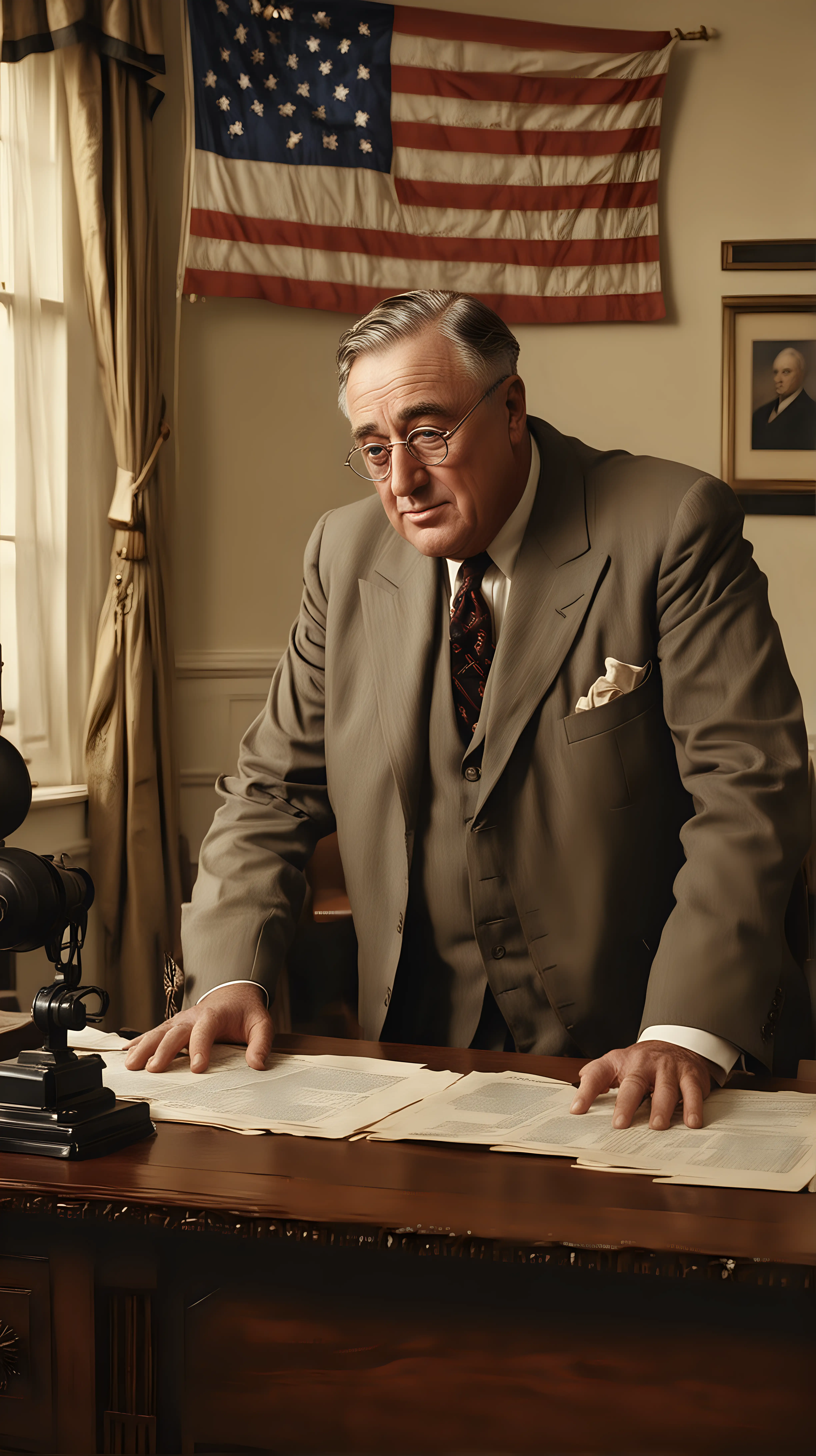 Resolute Franklin D Roosevelt Portrait Leading America Through Crisis
