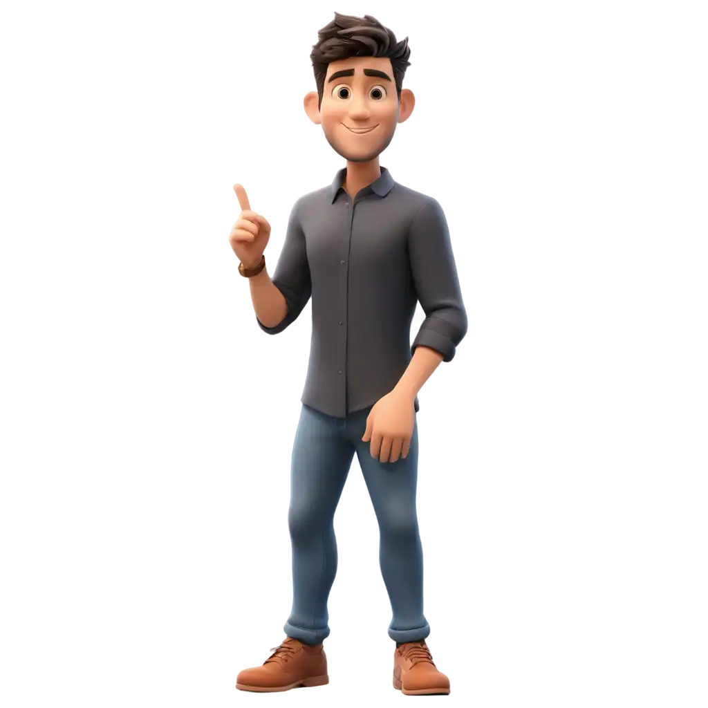 a standing man pointing to the right 3D Cartoon cartoon