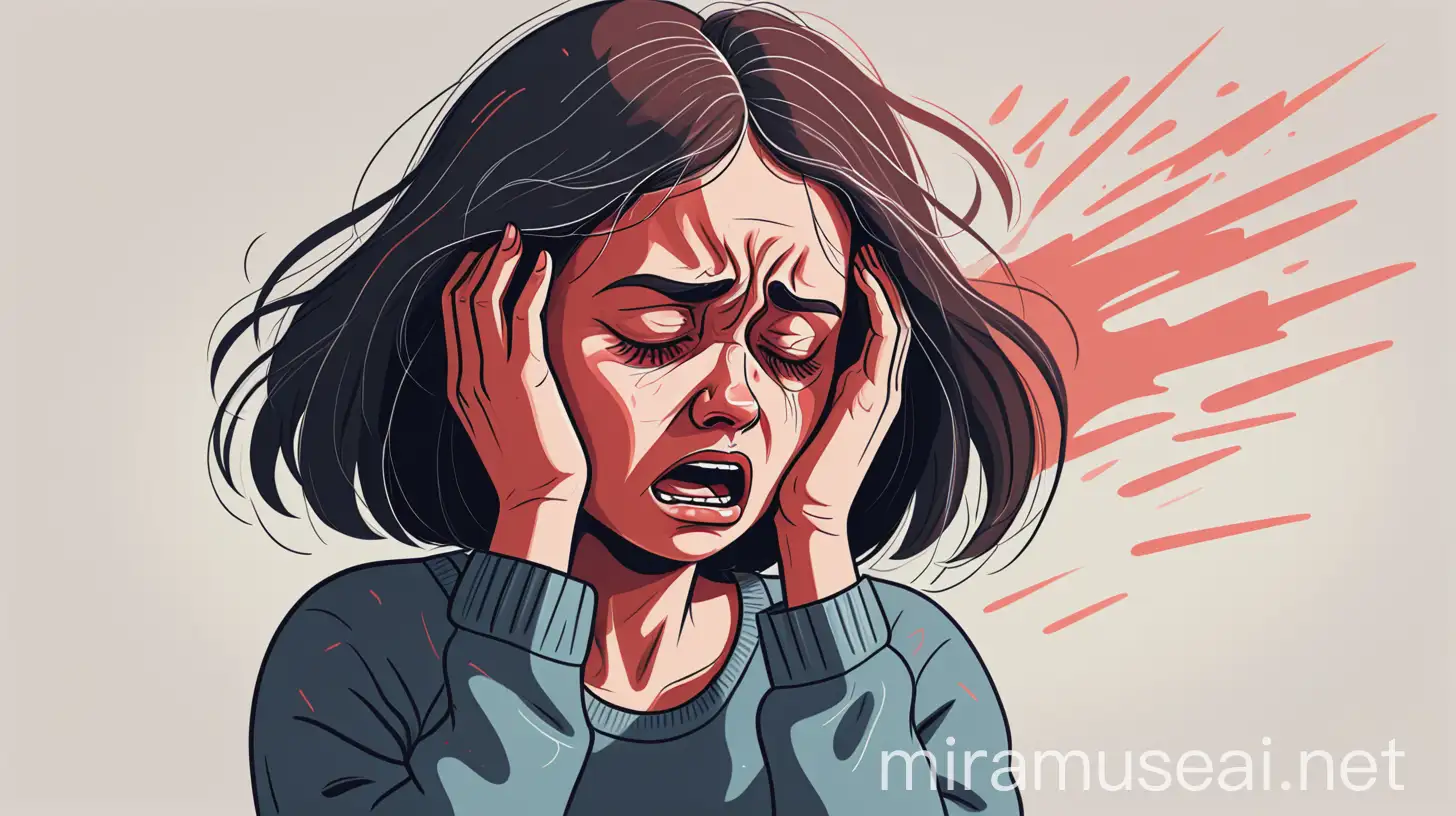 illustration of a person who struggles with her emotions.