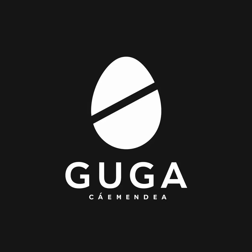 Concept general: The logo should be simple, elegant and memorable, with an additional attractive touch thanks to the opened egg shell and the ray of light. The name 'Guga' is integrated within the image, ensuring that the brand is a central and visible part of the design.
