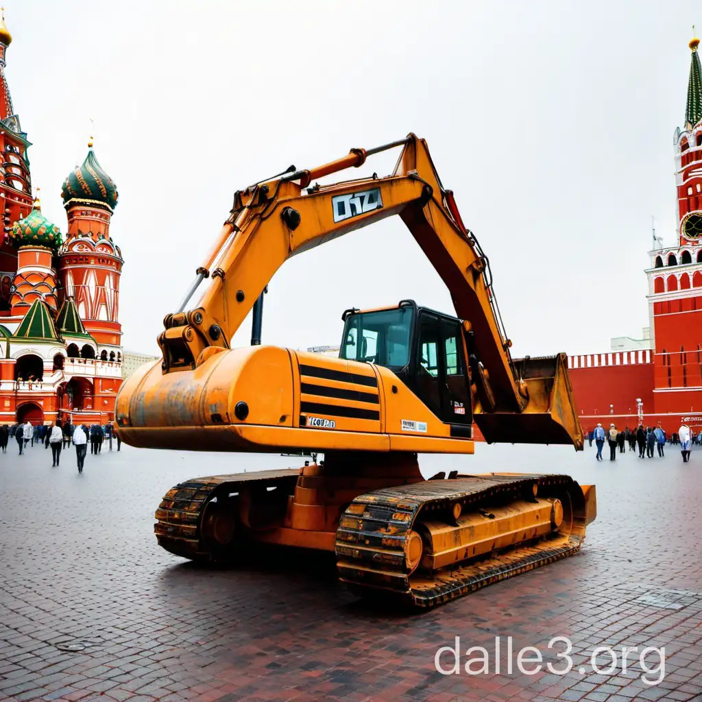 Экскаватор на красной площади в Москве. 

