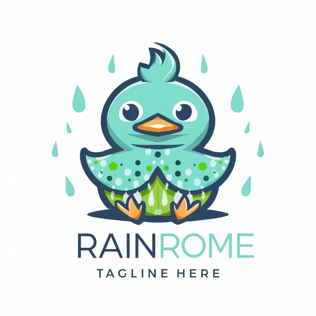 LOGO-Design-For-Little-Duck-Cheerful-Duckling-with-Fresh-Green-and-Blue-Attire