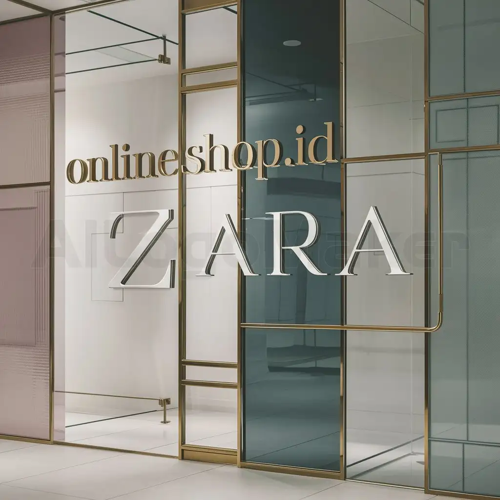a logo design,with the text "Zara", main symbol:onlineshop.id with variations of glass on the walls,Minimalistic,be used in Retail industry,clear background