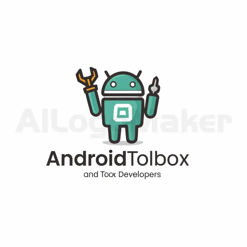 a logo design,with the text "AndroidToolbox", main symbol:Android, toolbox,Moderate,be used in Internet industry,clear background