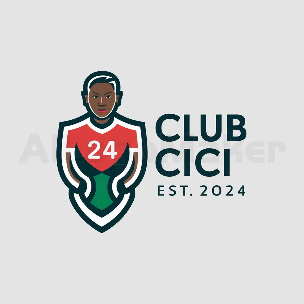 a logo design,with the text "CLUB CICI EST. 2024", main symbol:C Kenya Football woman,Moderate,clear background