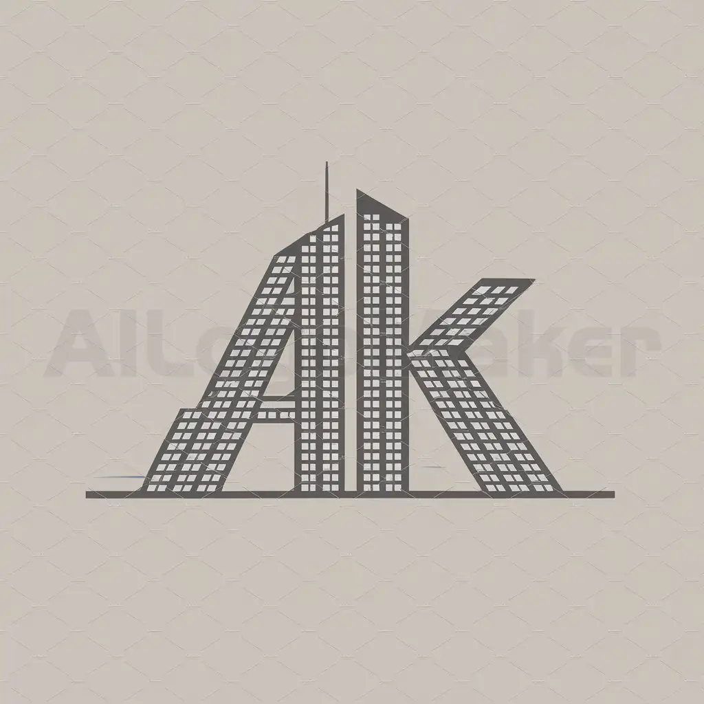 a logo design,with the text "AK Industry", main symbol:Two skyscrapers. Windows of one skyscraper spell out letter A, windows of the second skyscraper spell out the letter K.,Moderate,clear background