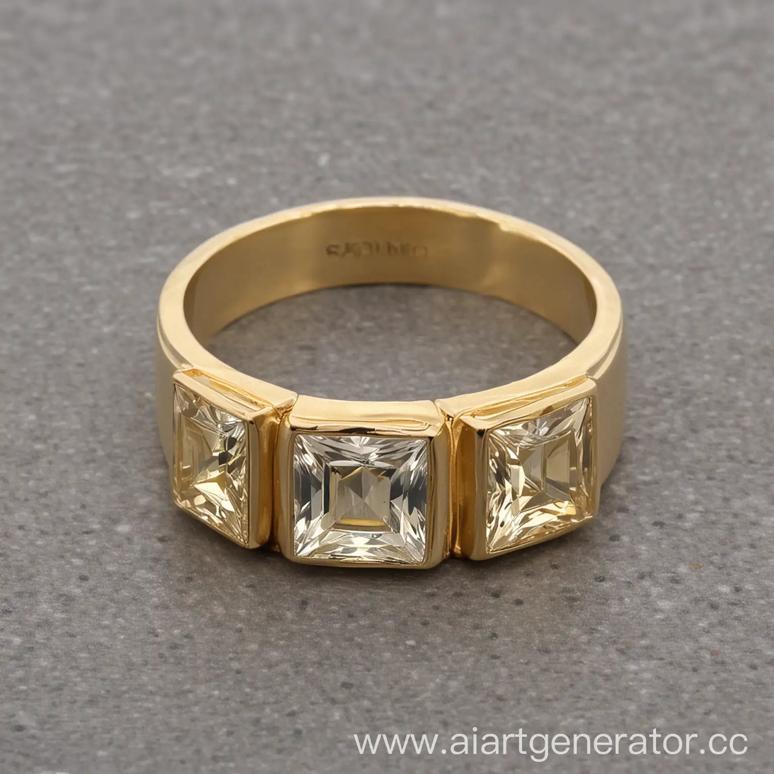 Luxurious-Wide-Golden-Ring-with-Three-Matching-Square-Stones