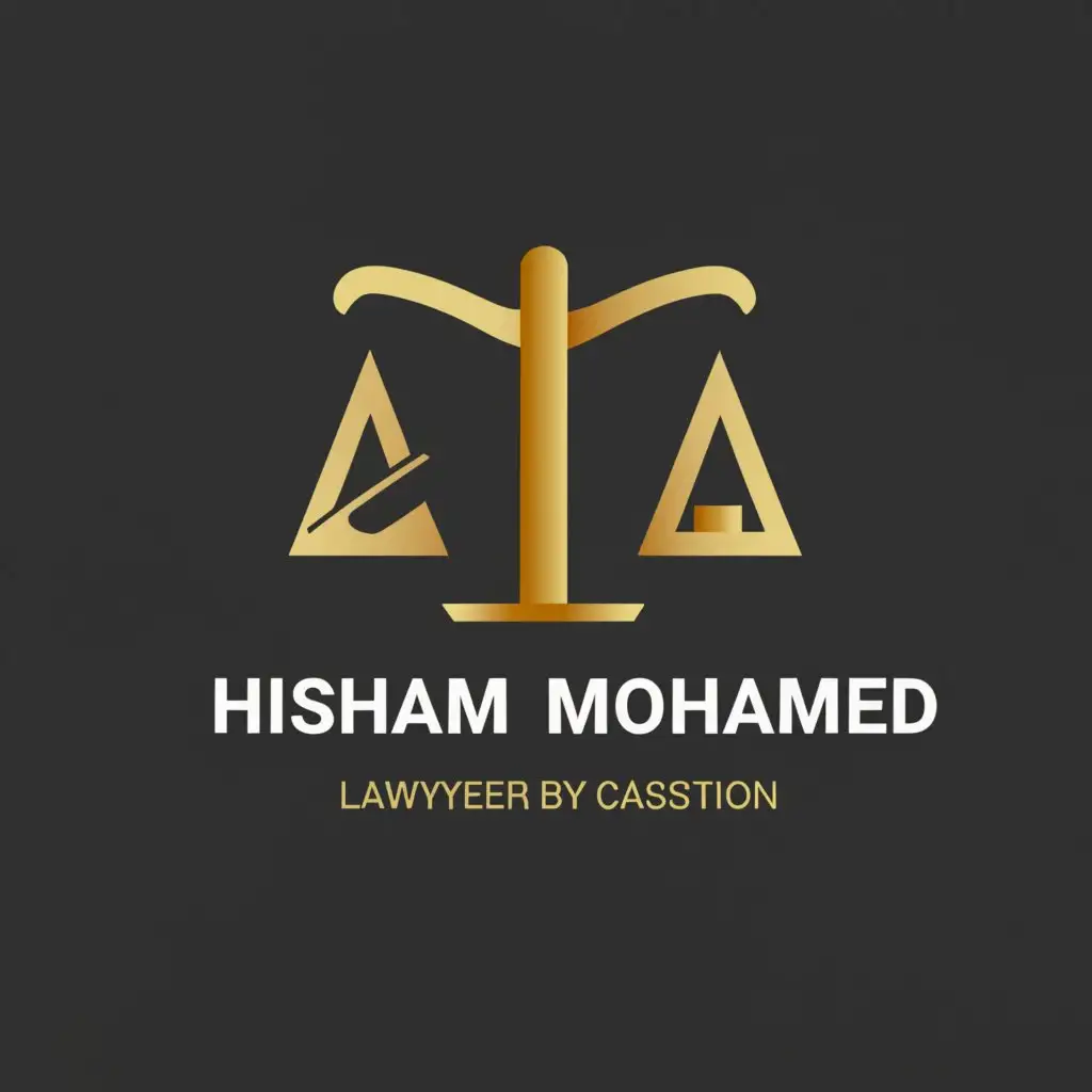 a logo design,with the text 'Hisham Mohammed Sayed the lawyer by cassation', main symbol:Symbol of justice,Moderate,be used in Legal industry,clear background