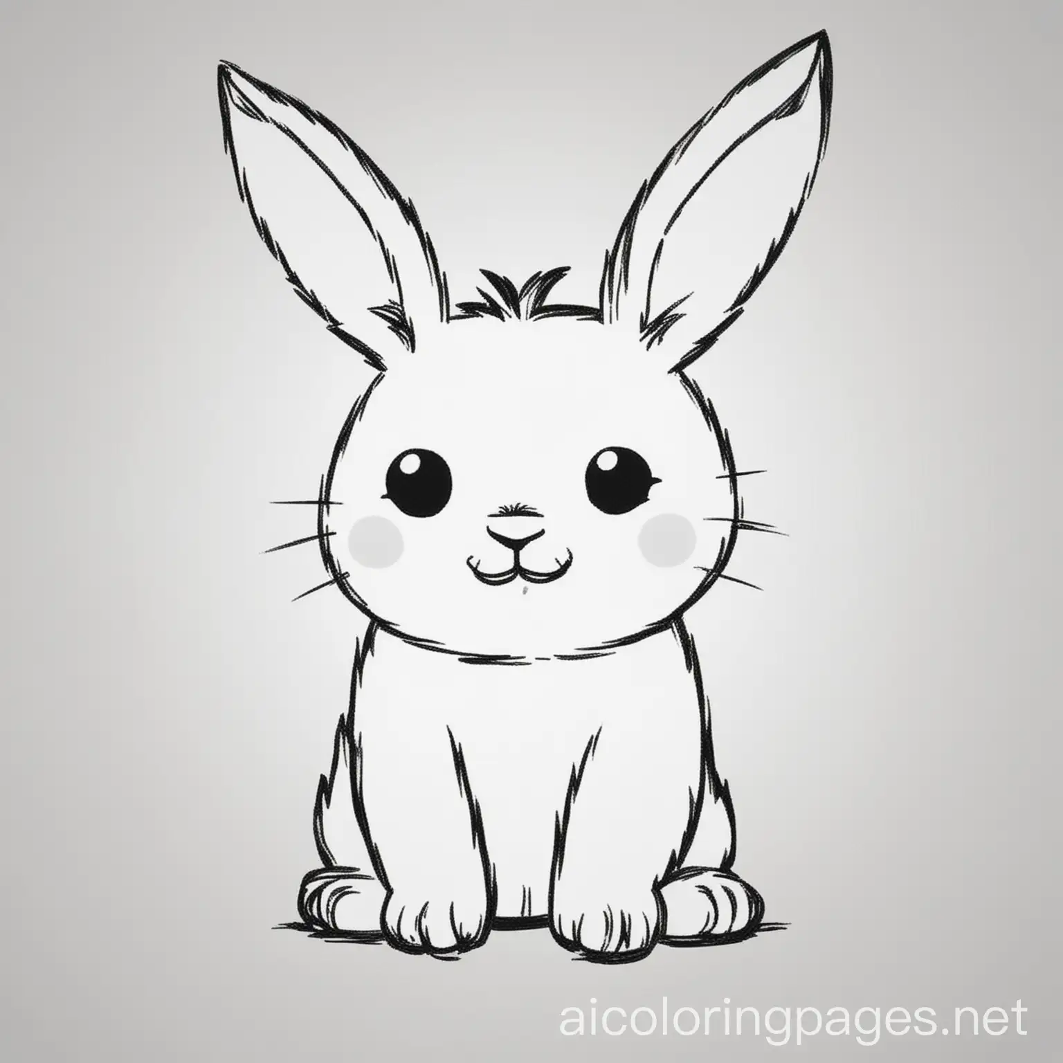 rabbit, coloring page, black and white, center with ample space, Coloring Page, black and white, line art, white background, Simplicity, Ample White Space. The background of the coloring page is plain white to make it easy for young children to color within the lines. The outlines of all the subjects are easy to distinguish, making it simple for kids to color without too much difficulty