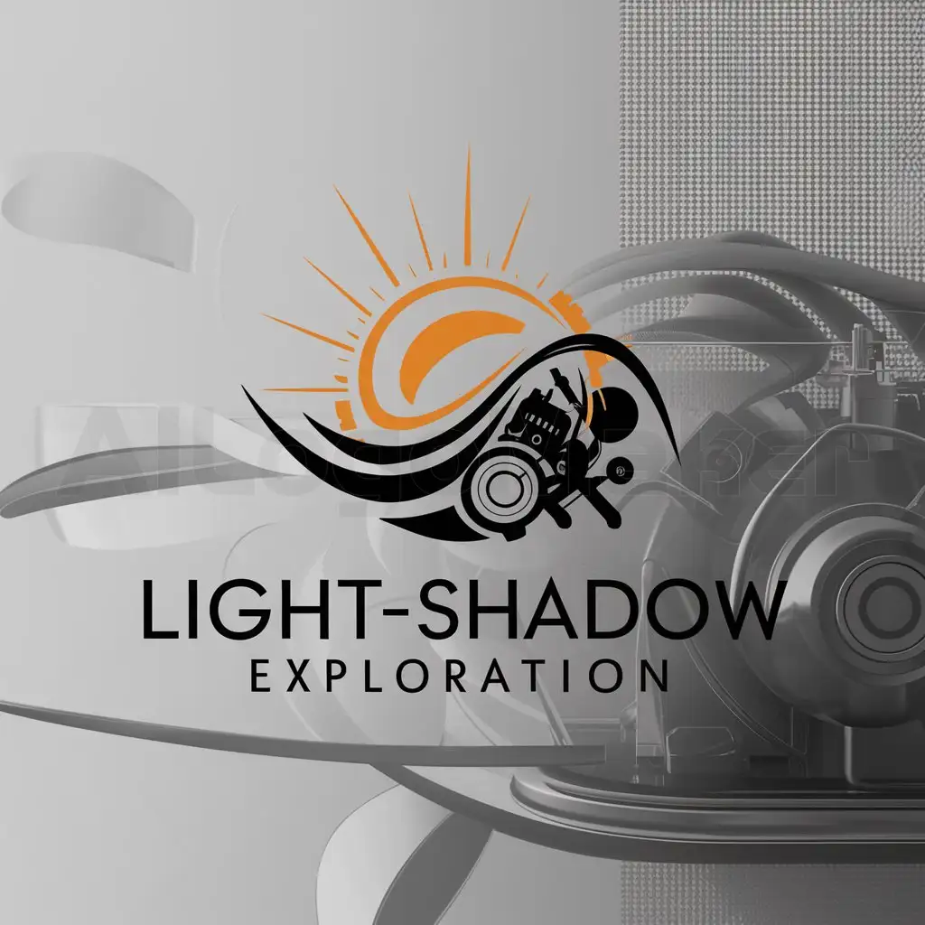 a logo design,with the text "light-shadow exploration", main symbol:Sun, energy, machinery,Moderate,clear background