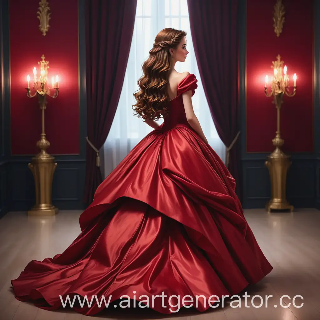 Elegant-ChestnutHaired-Girl-in-Lavish-Red-Ball-Gown