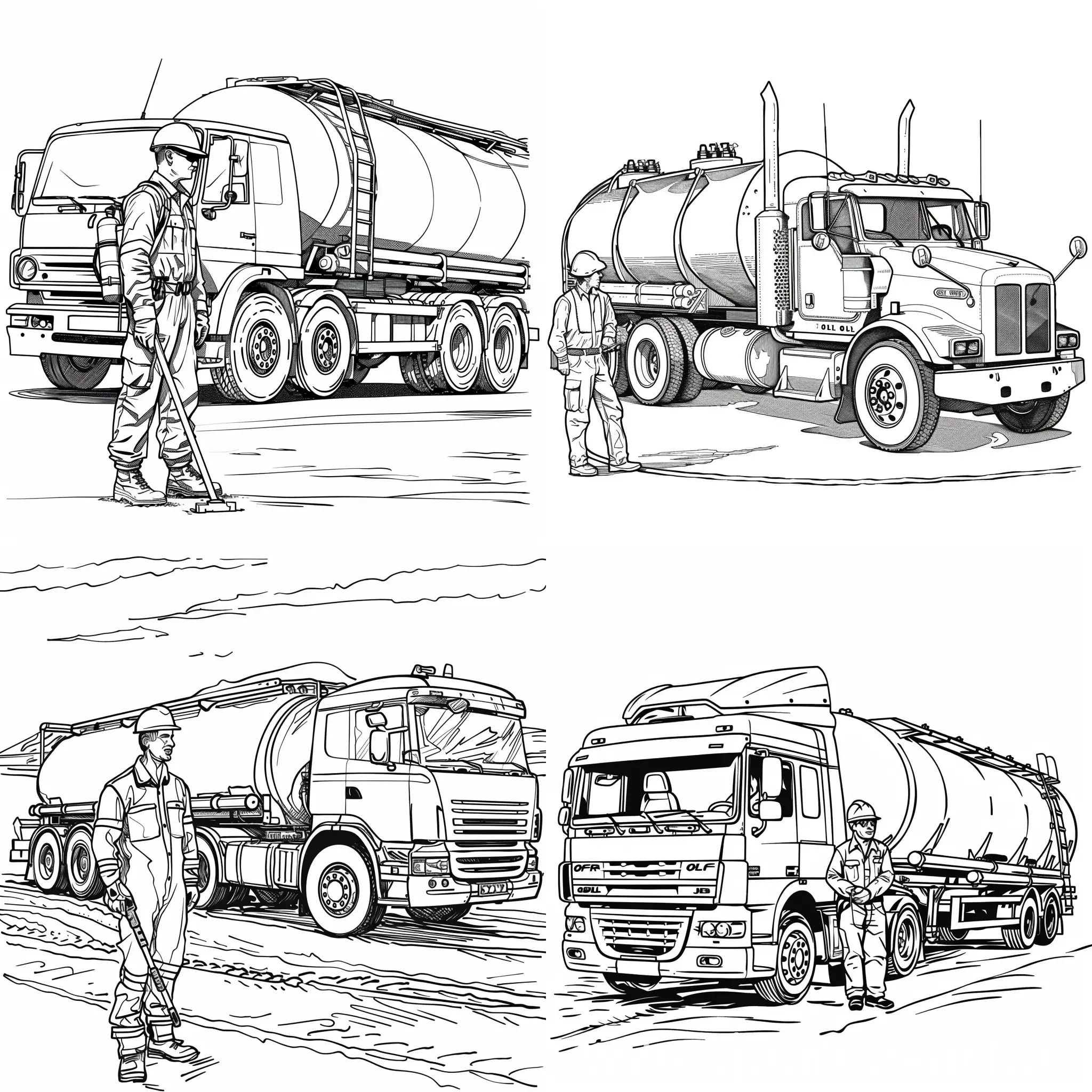 Joyful-Children-Coloring-an-Oil-Industry-Worker-on-a-Tanker-Truck