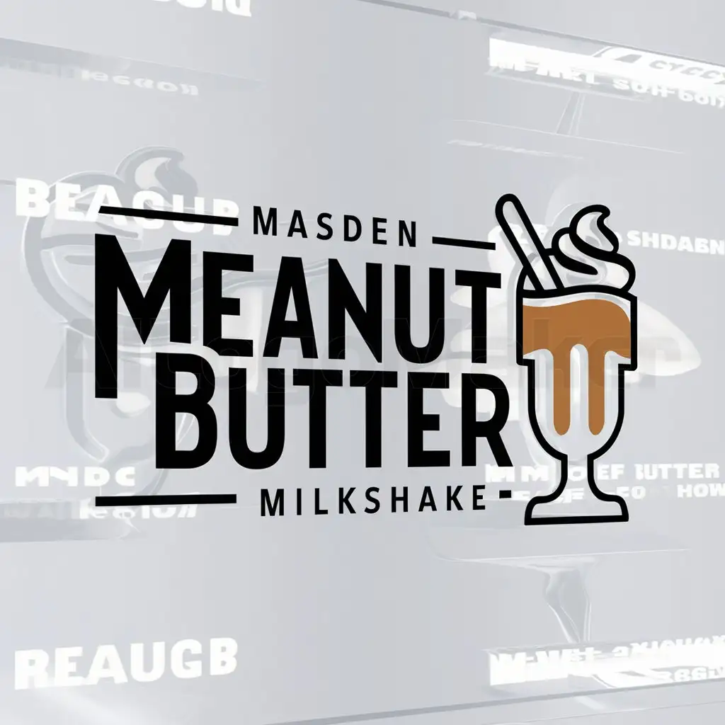 a logo design,with the text "MASDEN PUENUT BUTTER MILKSHAKE", main symbol:MASDEN PUENUT BUTTER MILKSHAKE,complex,be used in Internet industry,clear background
