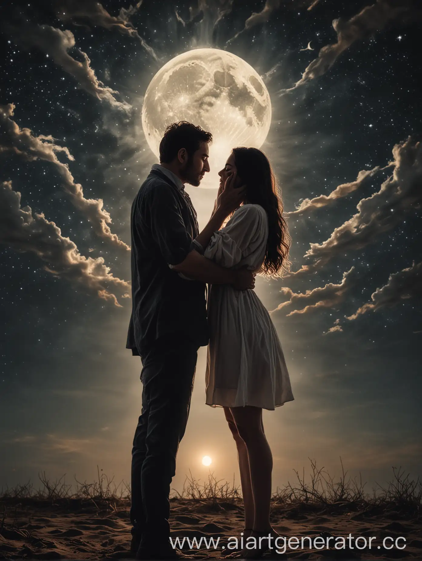 Mystical-Connection-Man-and-Woman-Gazing-into-Each-Others-Hearts-at-Dusk