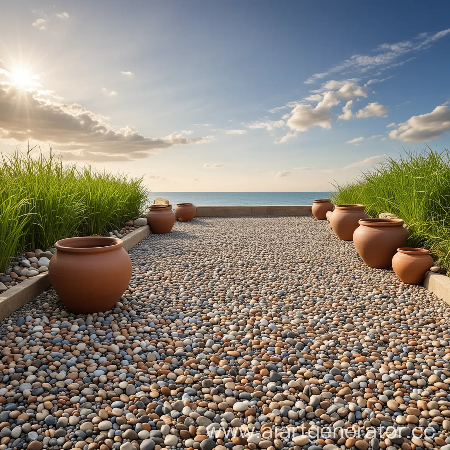 Handmade-Pottery-Displayed-on-a-Serene-Garden-Path