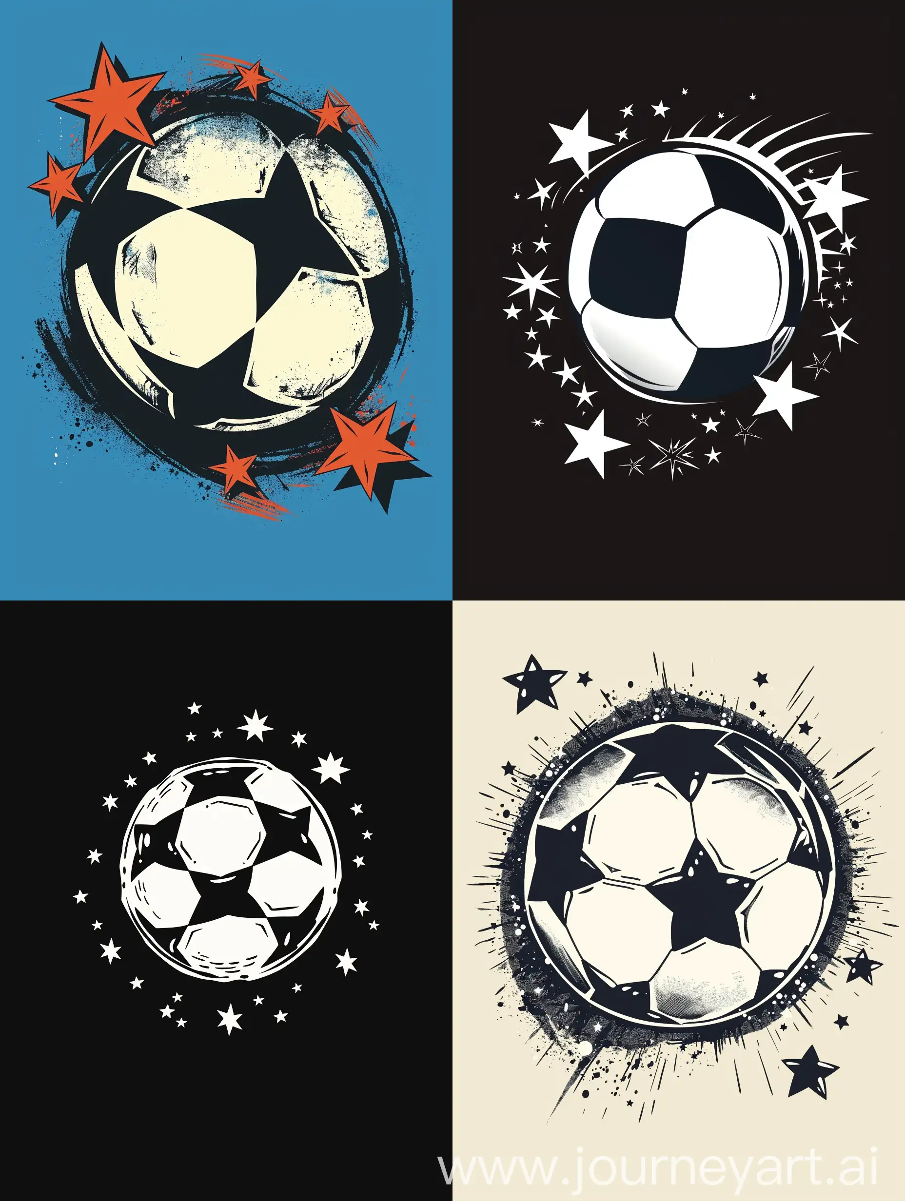 A simpe Logo for an website of football new, some stars are around the ball.