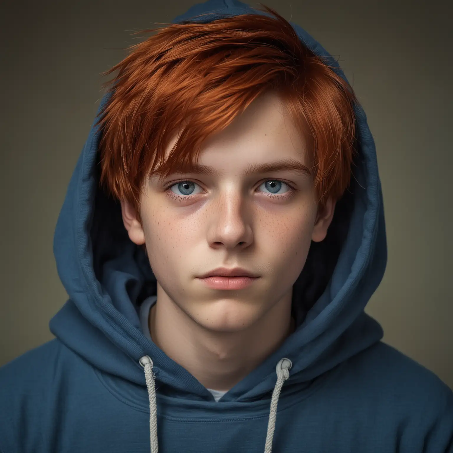 Romantic Renaissance Style Portrait of a Dreamy 16YearOld Boy in Blue Hoodie