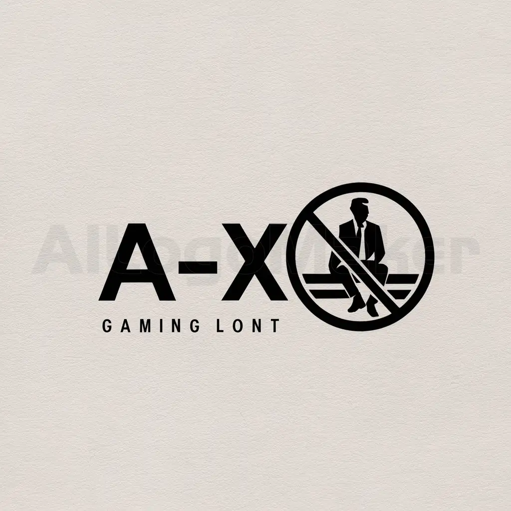 a logo design,with the text "A-X should be under a picture and that's all", main symbol:man sits in a road sign prohibited on white background 2D,Minimalistic,be used in games industry,clear background