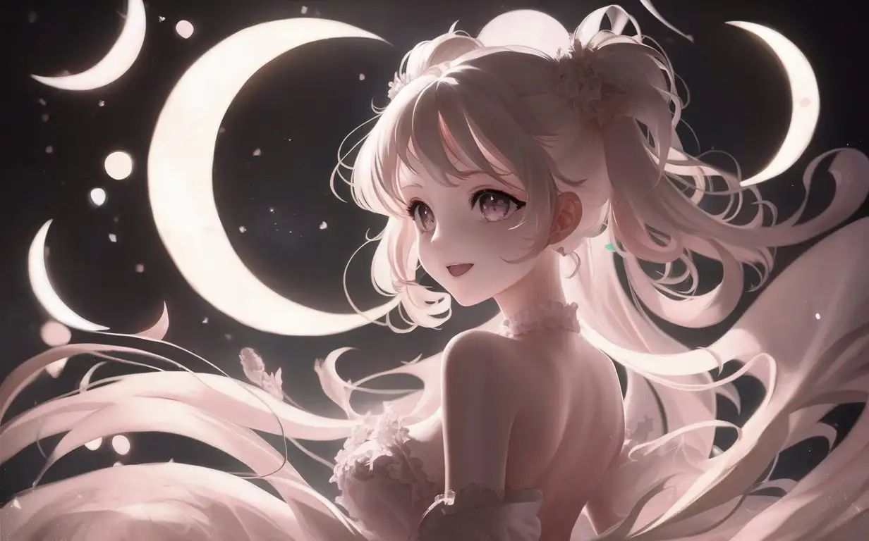 Humanization moonlight feminine moonlight in 2d style in anime style