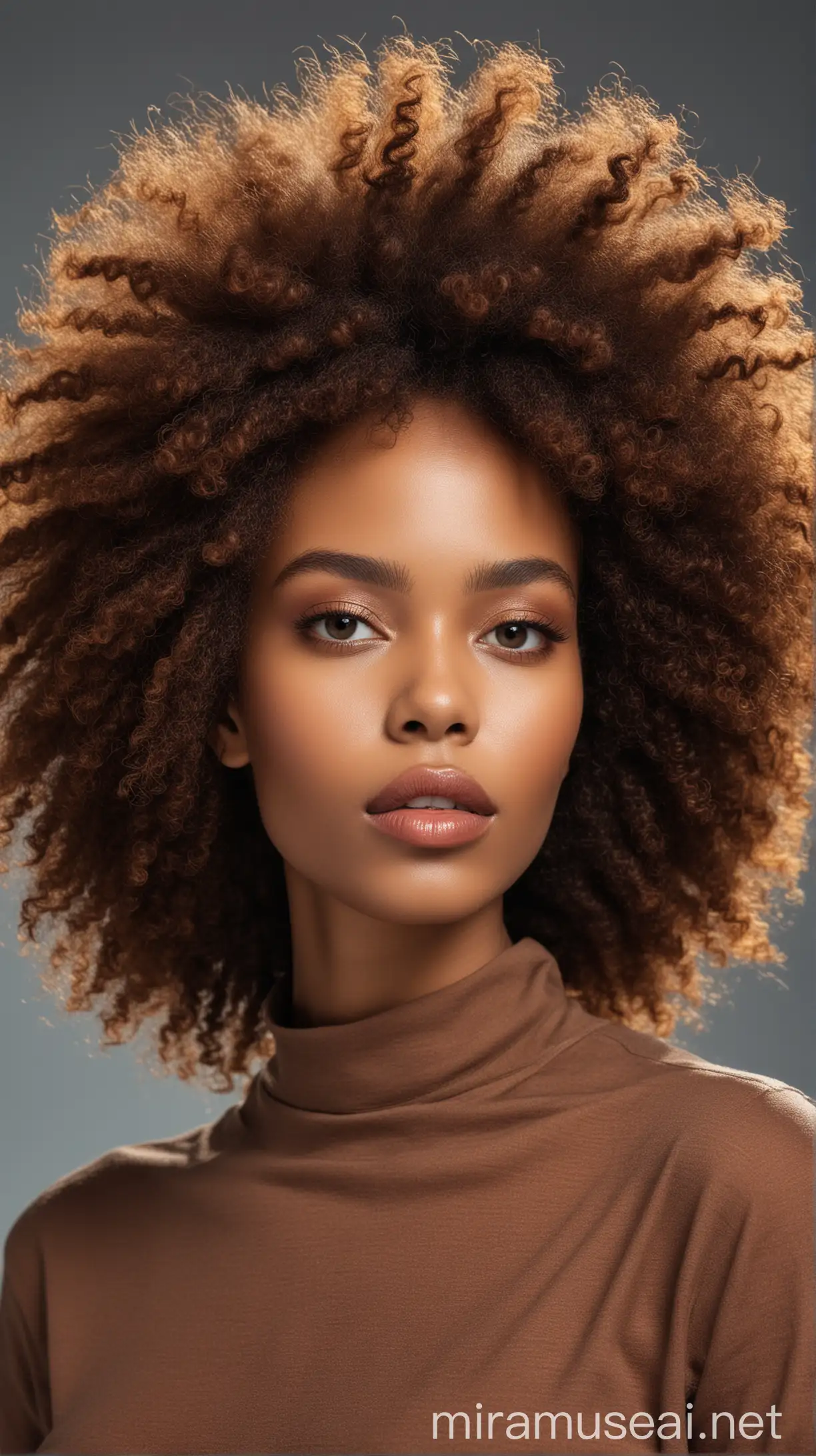 Spectacular Model with Healthy Afro Hair in Vibrant Urban Setting
