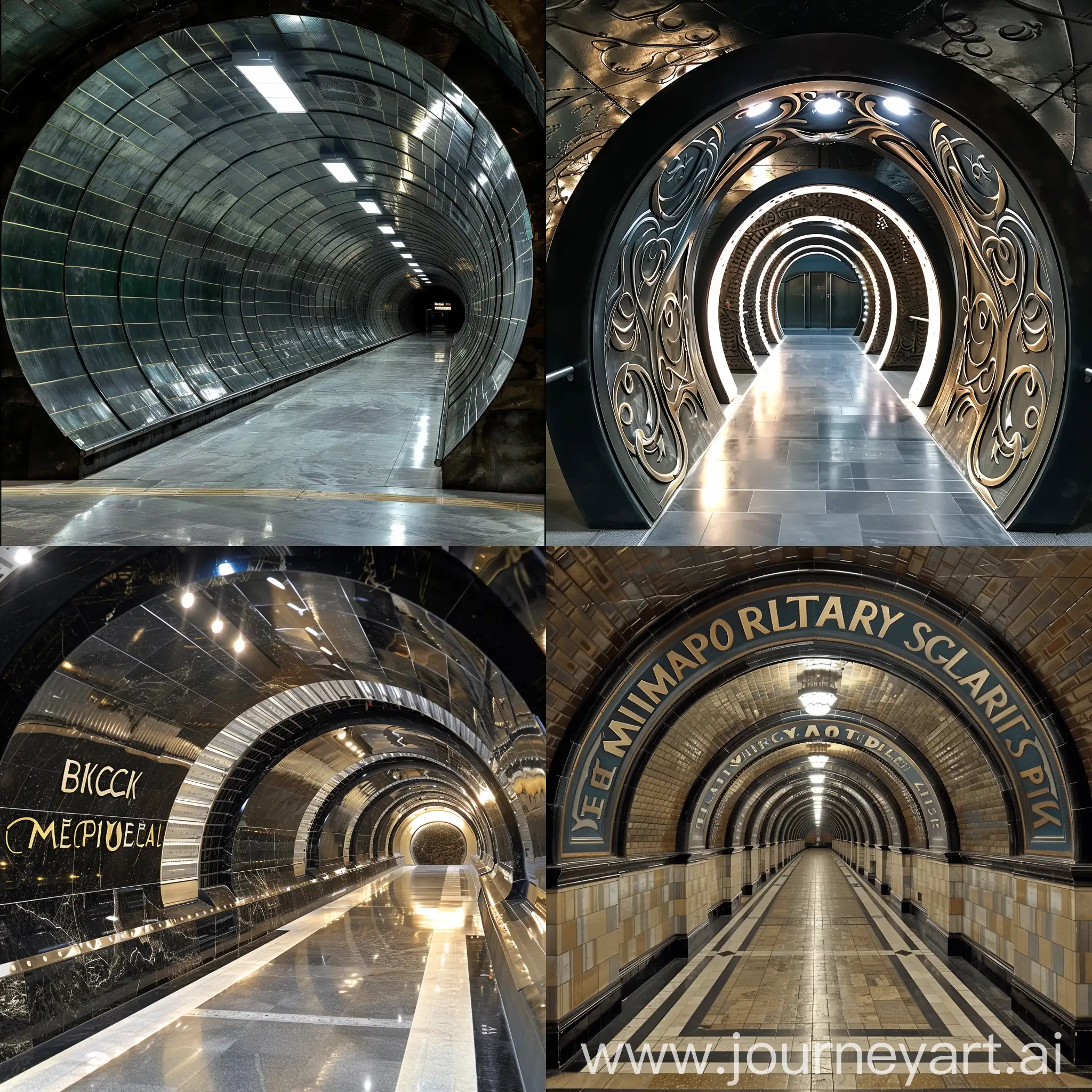 The tunnel of the metro station in the style of Rick Owens Martin Margela Viper Gothic Art Nouveau