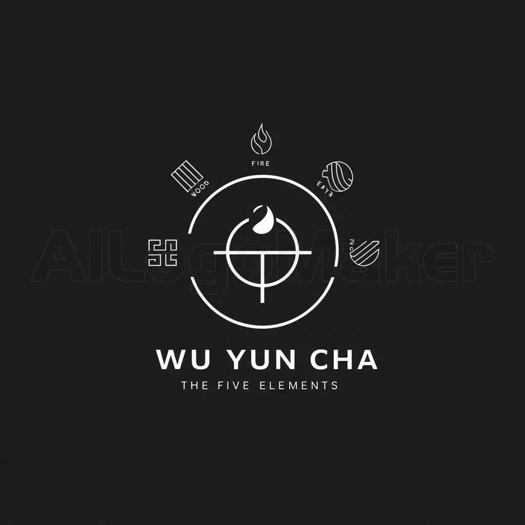 a logo design,with the text "wu yun cha", main symbol:Five Elements Theory, circle, reincarnation,Minimalistic,clear background