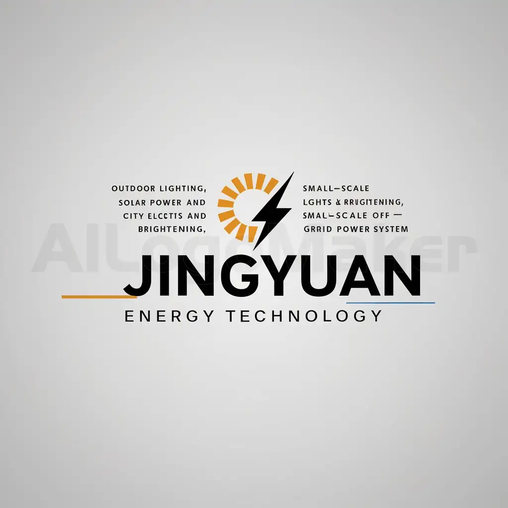 a logo design,with the text "outdoor lighting, solar power and city electric lights and brightening, small-scale off-grid power system", main symbol:Jingyuan Energy Technology,Minimalistic,be used in Others industry,clear background