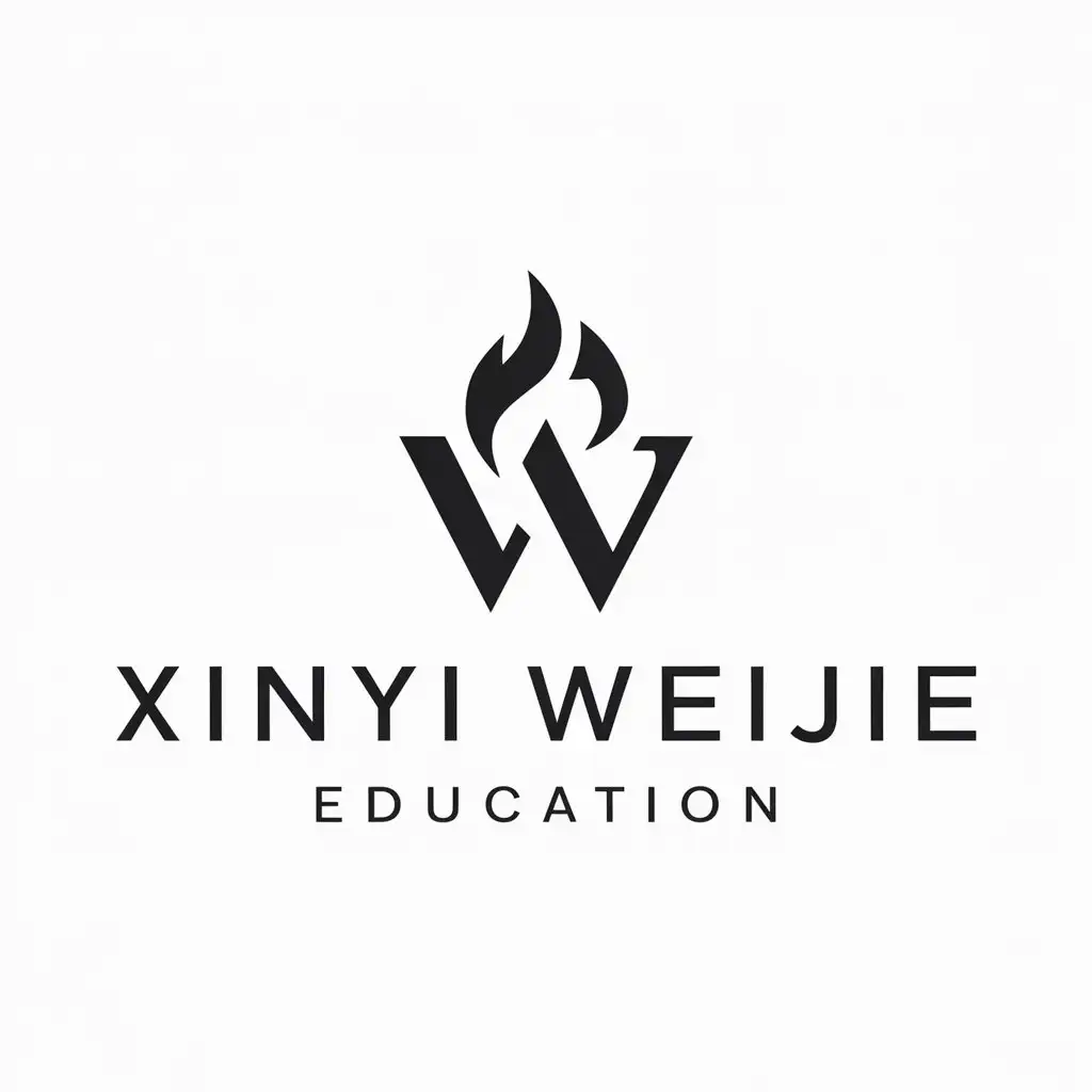 a logo design,with the text "Xinyi Weijie", main symbol:flame, letter WY,Minimalistic,be used in Education industry,clear background