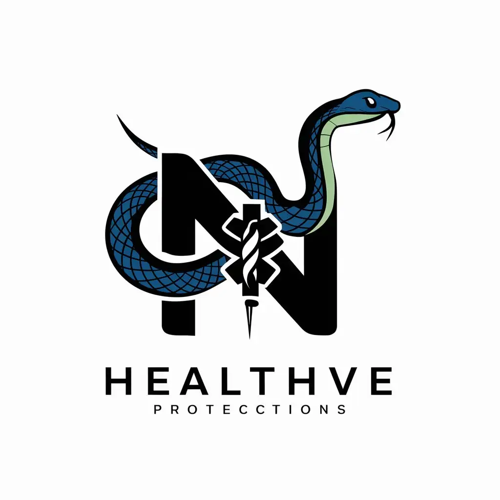 Letter N Health Protection Center Logo with Serpent