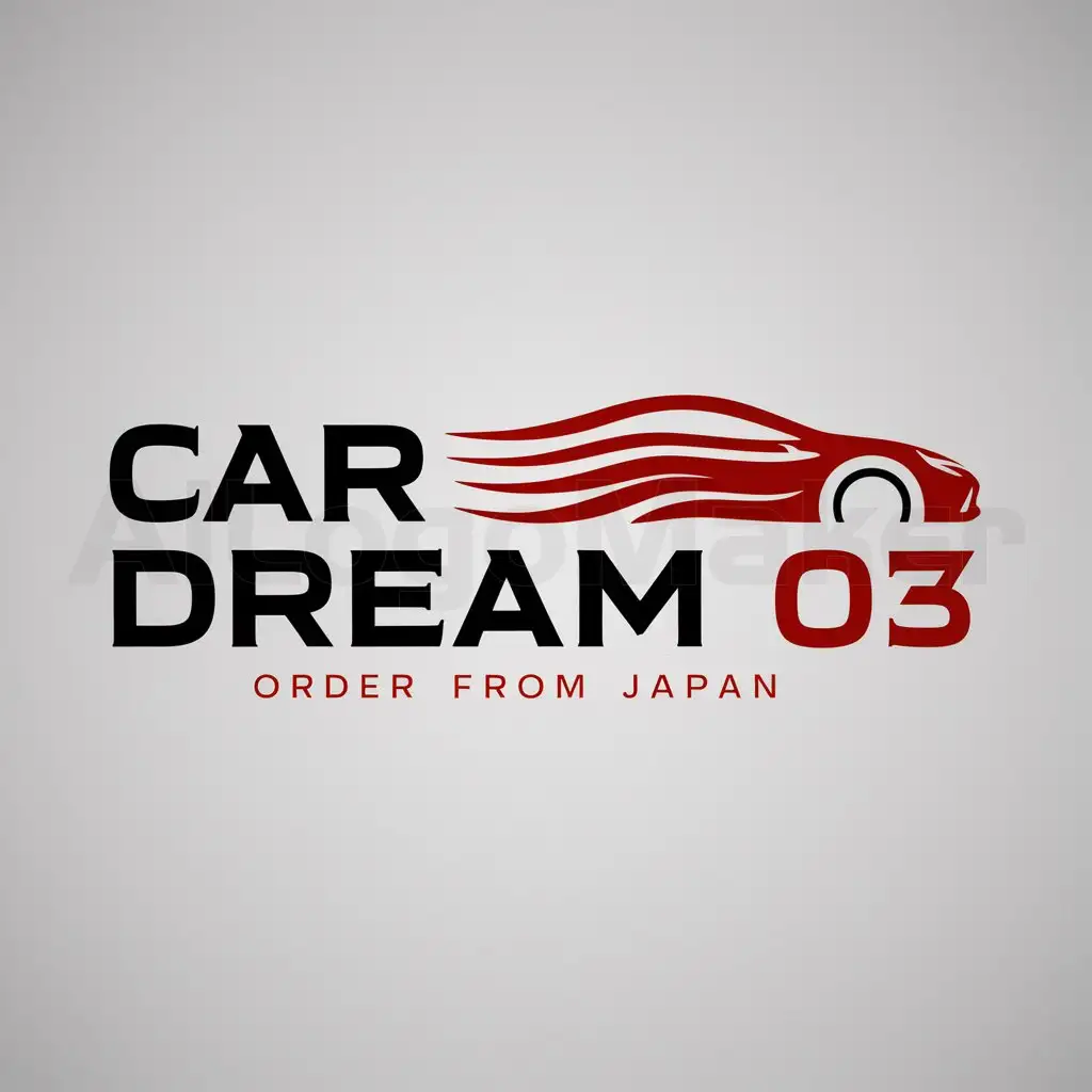 a logo design,with the text "car dream 03", main symbol:cars, order from japan, lux, fast, red color ,complex,be used in Automotive industry,clear background
