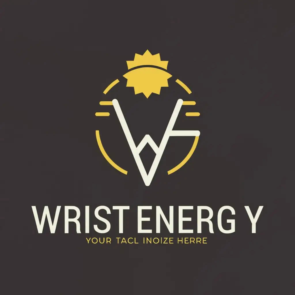 a logo design,with the text "Wrist energy", main symbol:Lightning, sun, earth,Minimalistic,be used in Technology industry,clear background