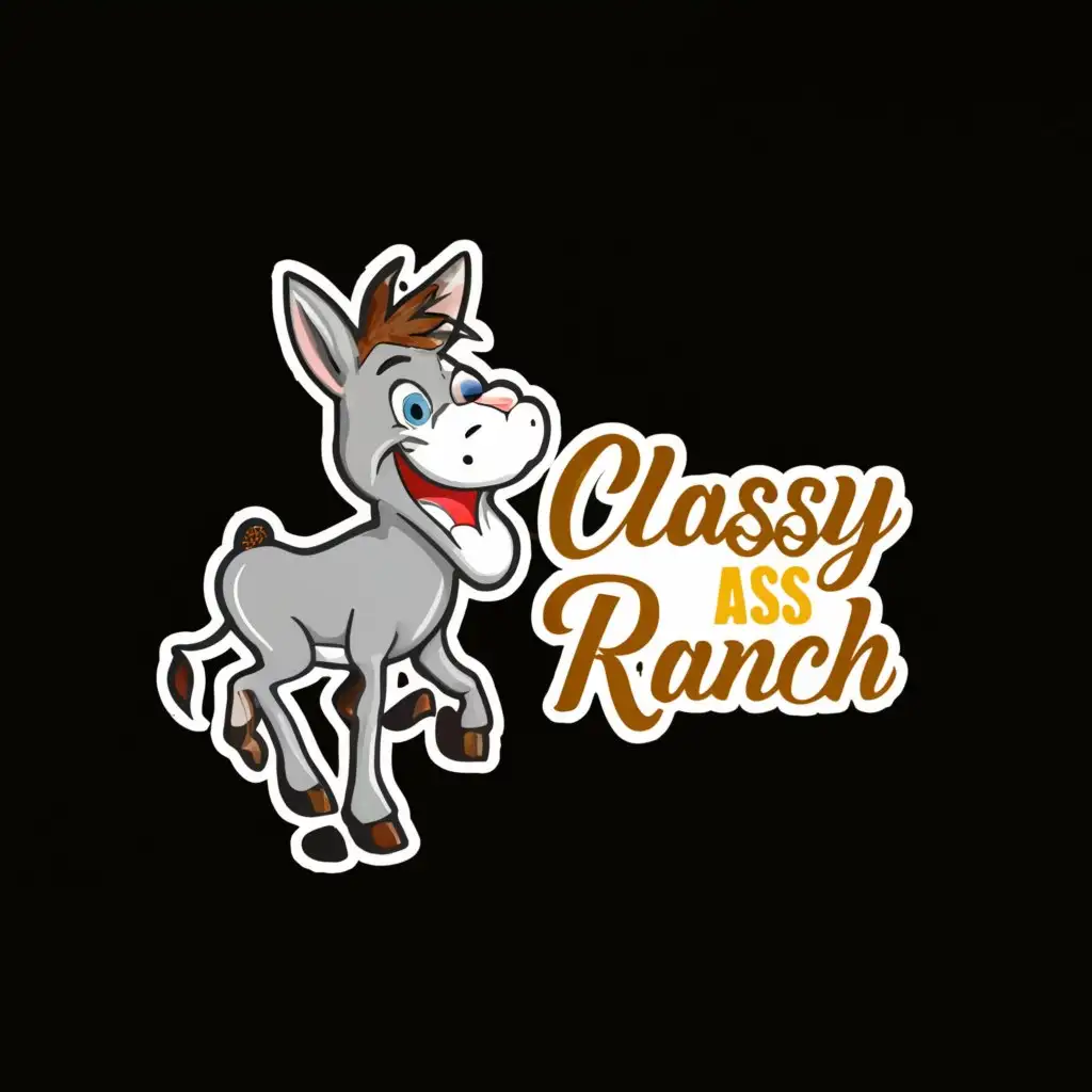 LOGO-Design-For-Classy-Ass-Ranch-Playful-Cartoon-Donkey-with-a-Touch-of-Elegance