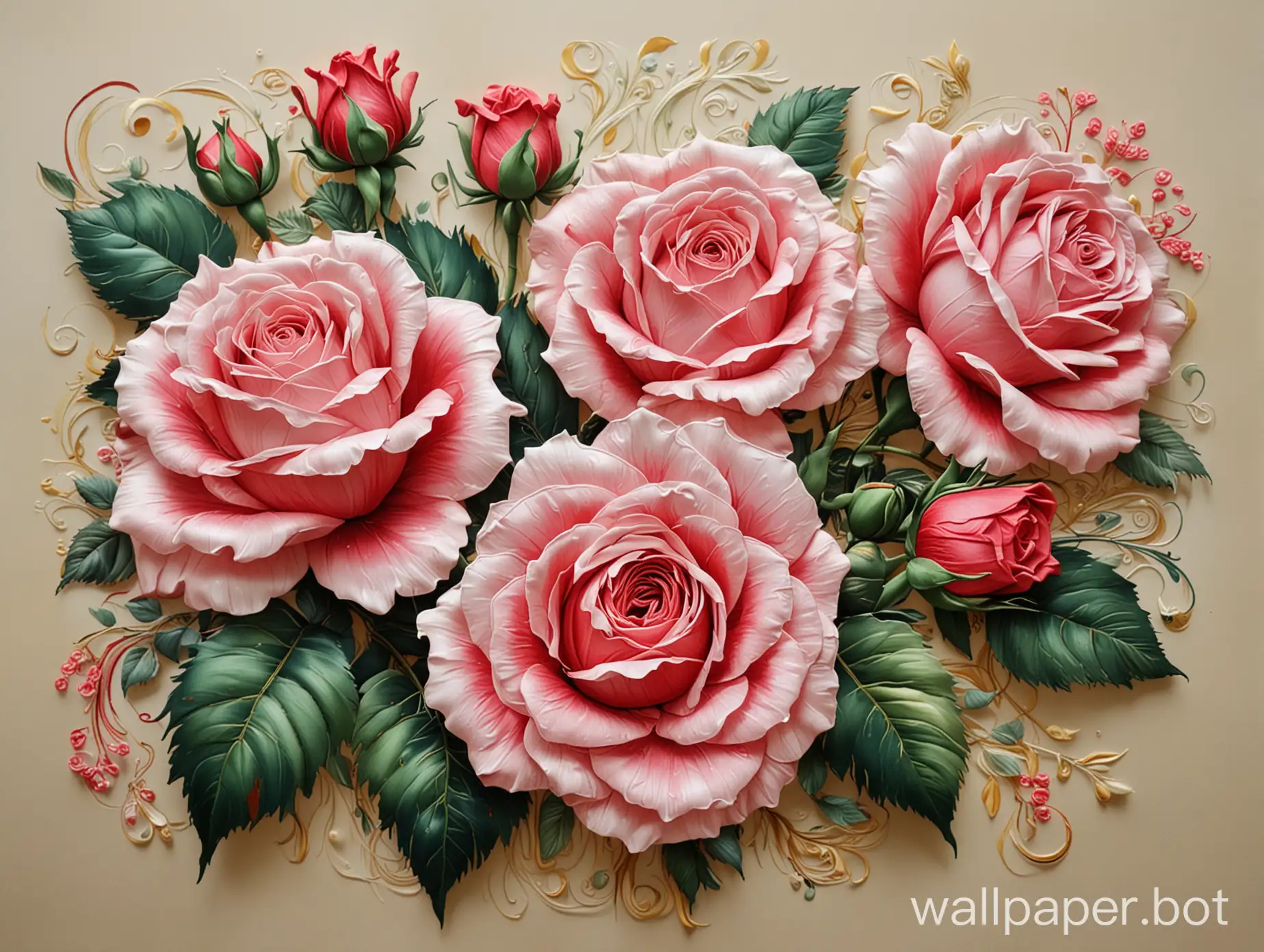 3d silk painting of roses
