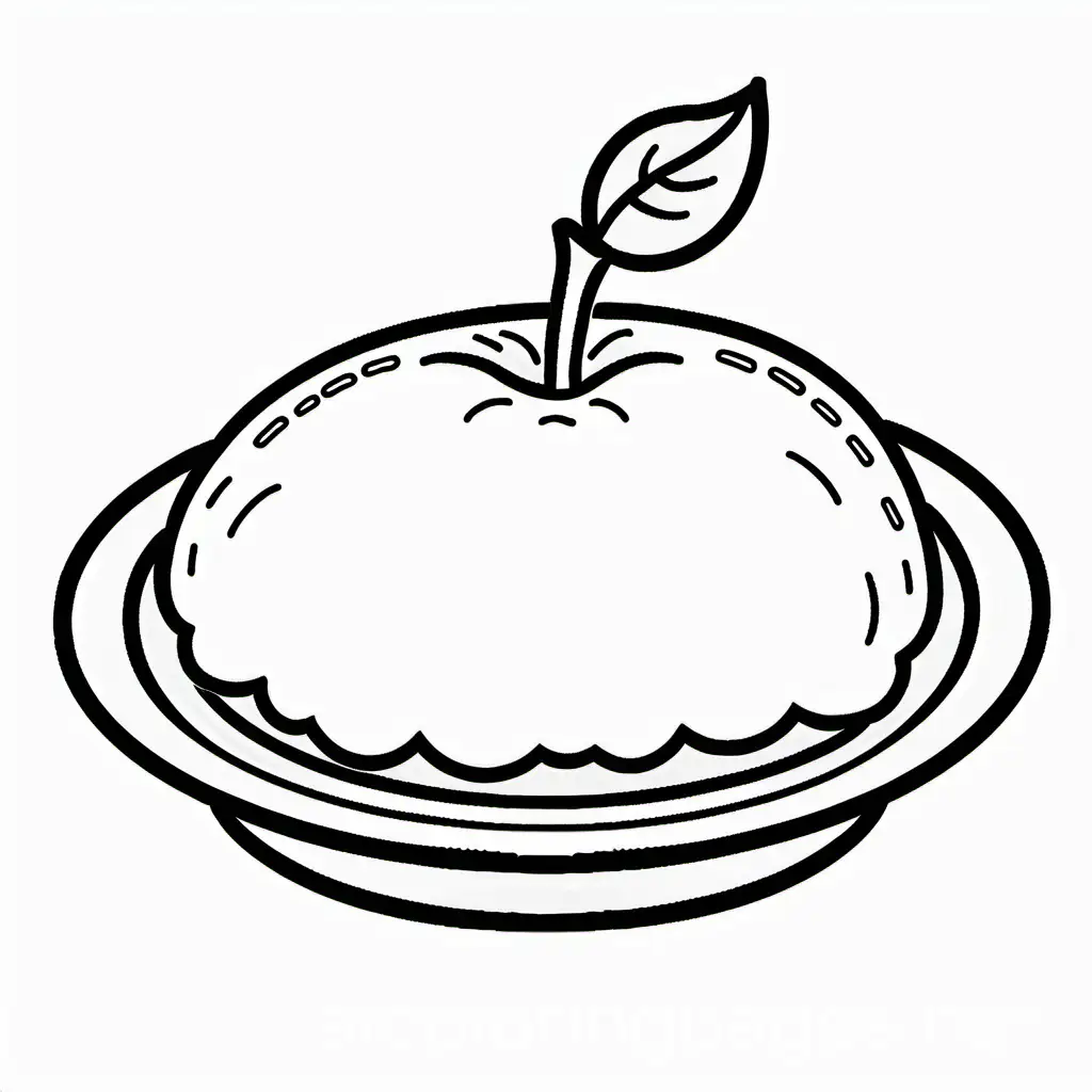 Cute and simple apple pie no big details coloring pages, Coloring Page, black and white, line art, white background, Simplicity, Ample White Space. The background of the coloring page is plain white to make it easy for young children to color within the lines. The outlines of all the subjects are easy to distinguish, making it simple for kids to color without too much difficulty