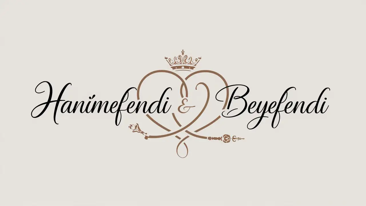 Romantic Logo Design Hanmefendi Ve Beyefendi with Heart Vector