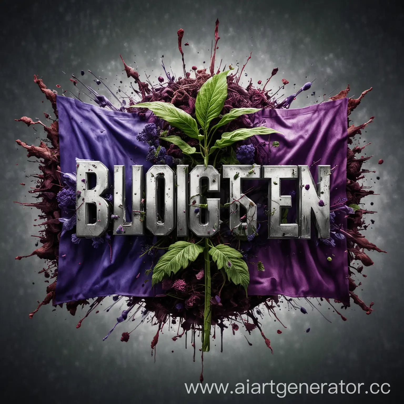 Abstract-Biology-Logo-with-Green-and-Purple-Colors-and-Rammstein-German-Flag-Background