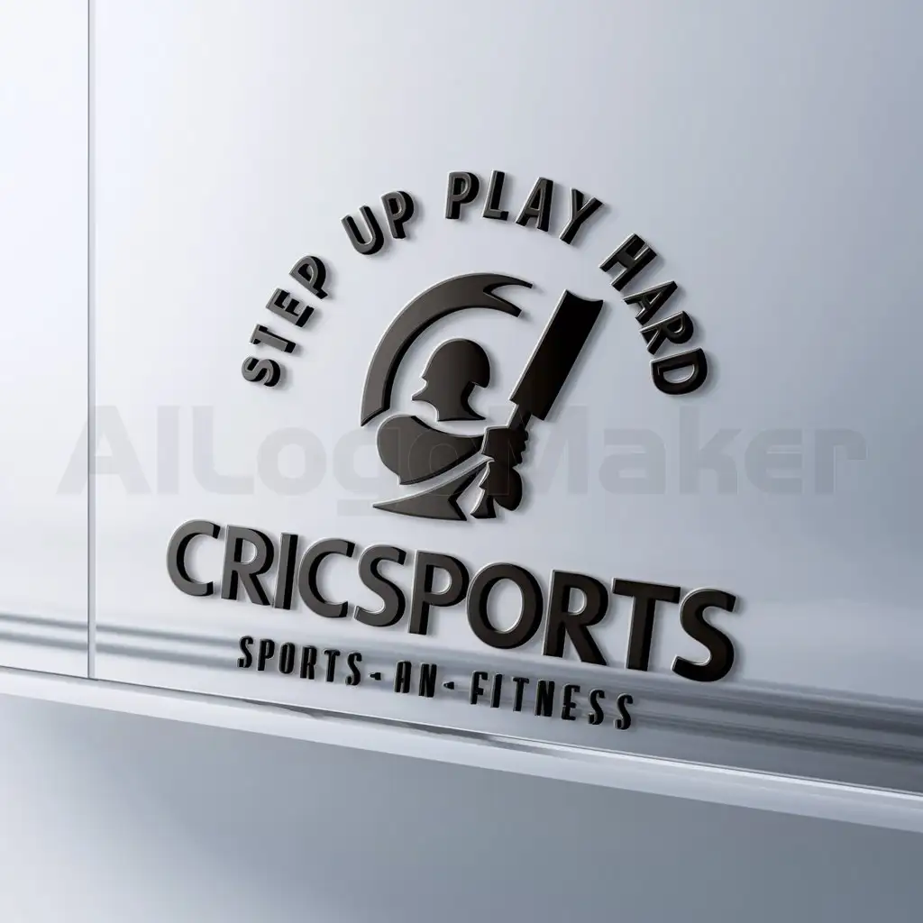 LOGO-Design-For-Step-Up-Play-Hard-Dynamic-Text-with-CRICSPORTS-Symbol-for-Sports-Fitness-Industry
